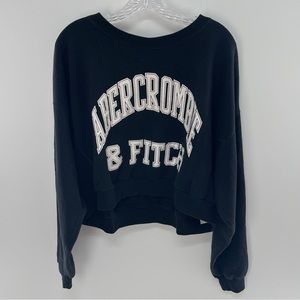 Abercrombie & Fitch Black Cropped Logo Crewneck